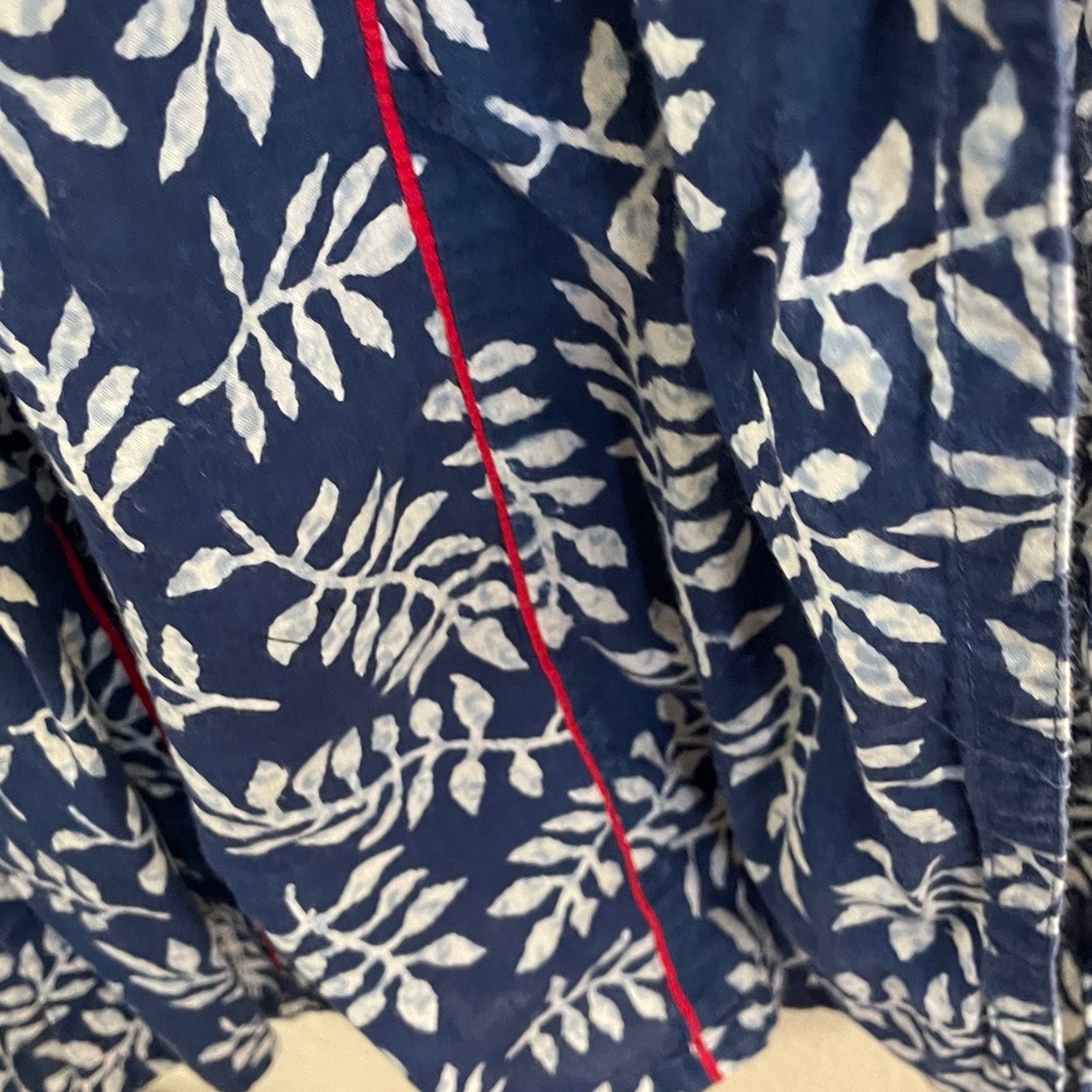 Indian cobalt Blue red accent Floral maxi Dress side slits 100%cotton boho 60’s - Picture 5 of 8